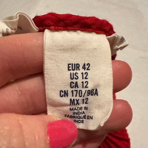 H&M Red Peasant Style Career Top Blouse Women's M Medium - Picture 3 of 9